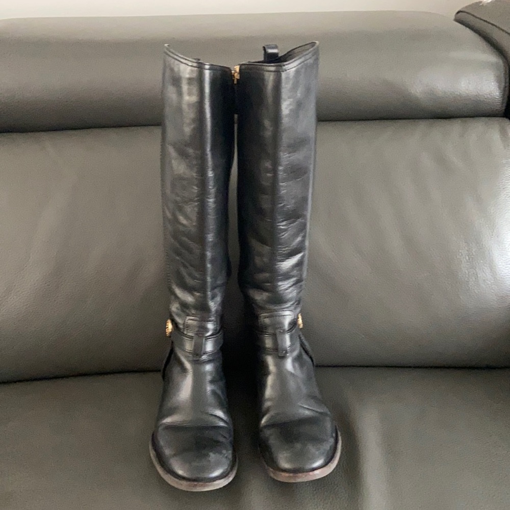 Tory Burch Tall Black Leather Boots
